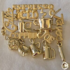 Vtg. NOS DANECRAFT Coffe Lover Charm Brooch
